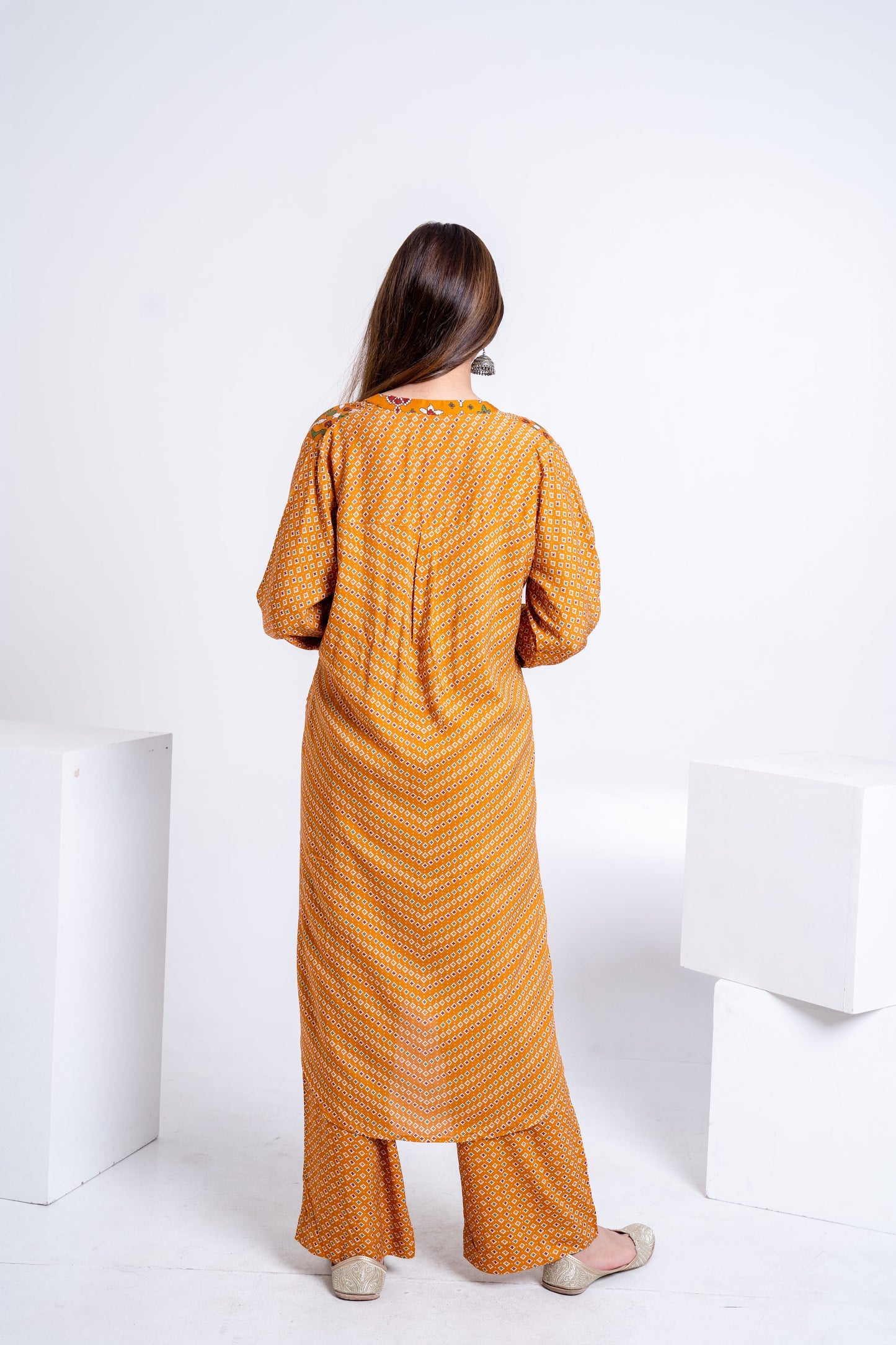 Mustard Patola Kurta Coord Set