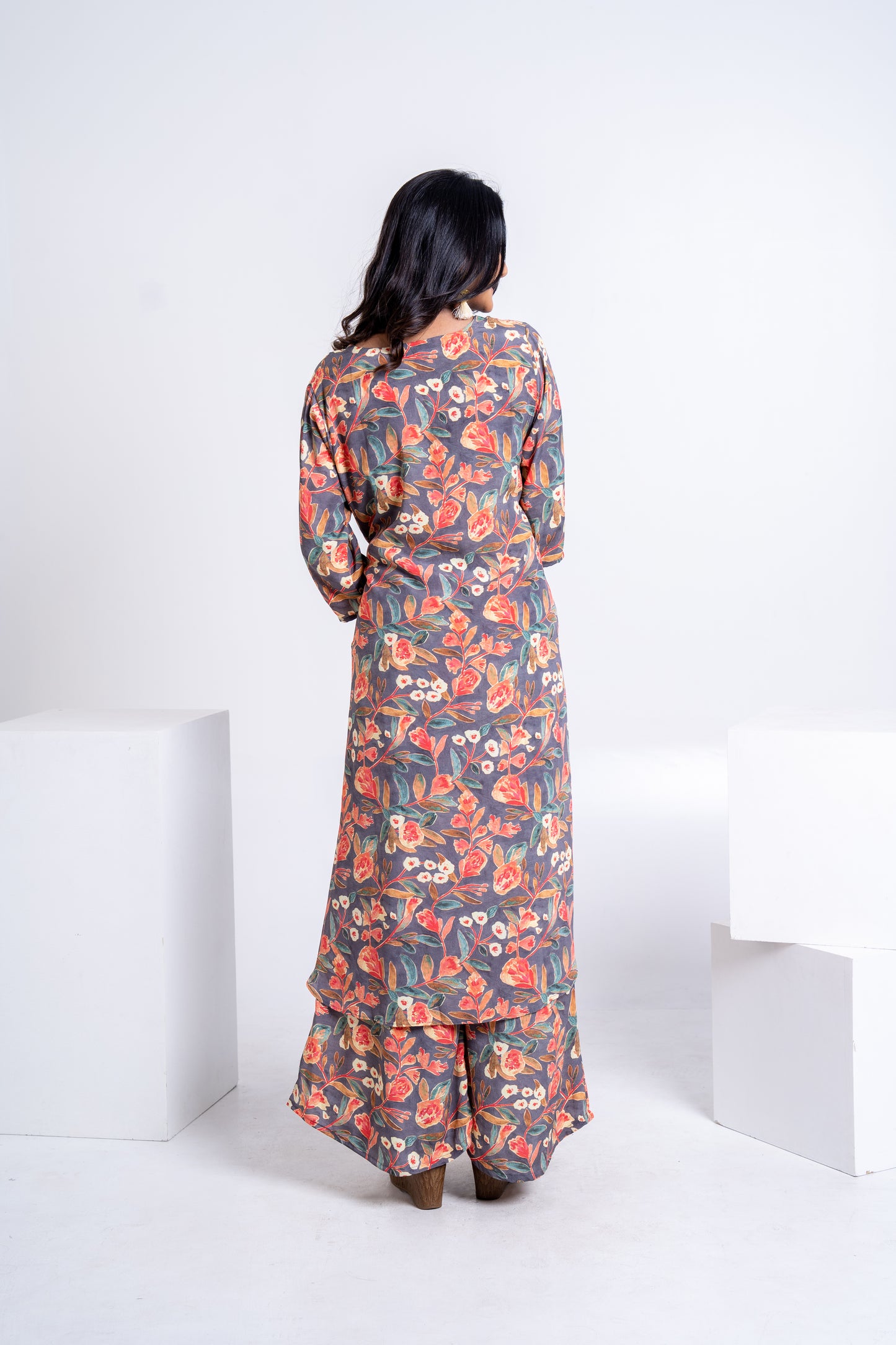 Subtle Flower Aysmmetrical Coord Set