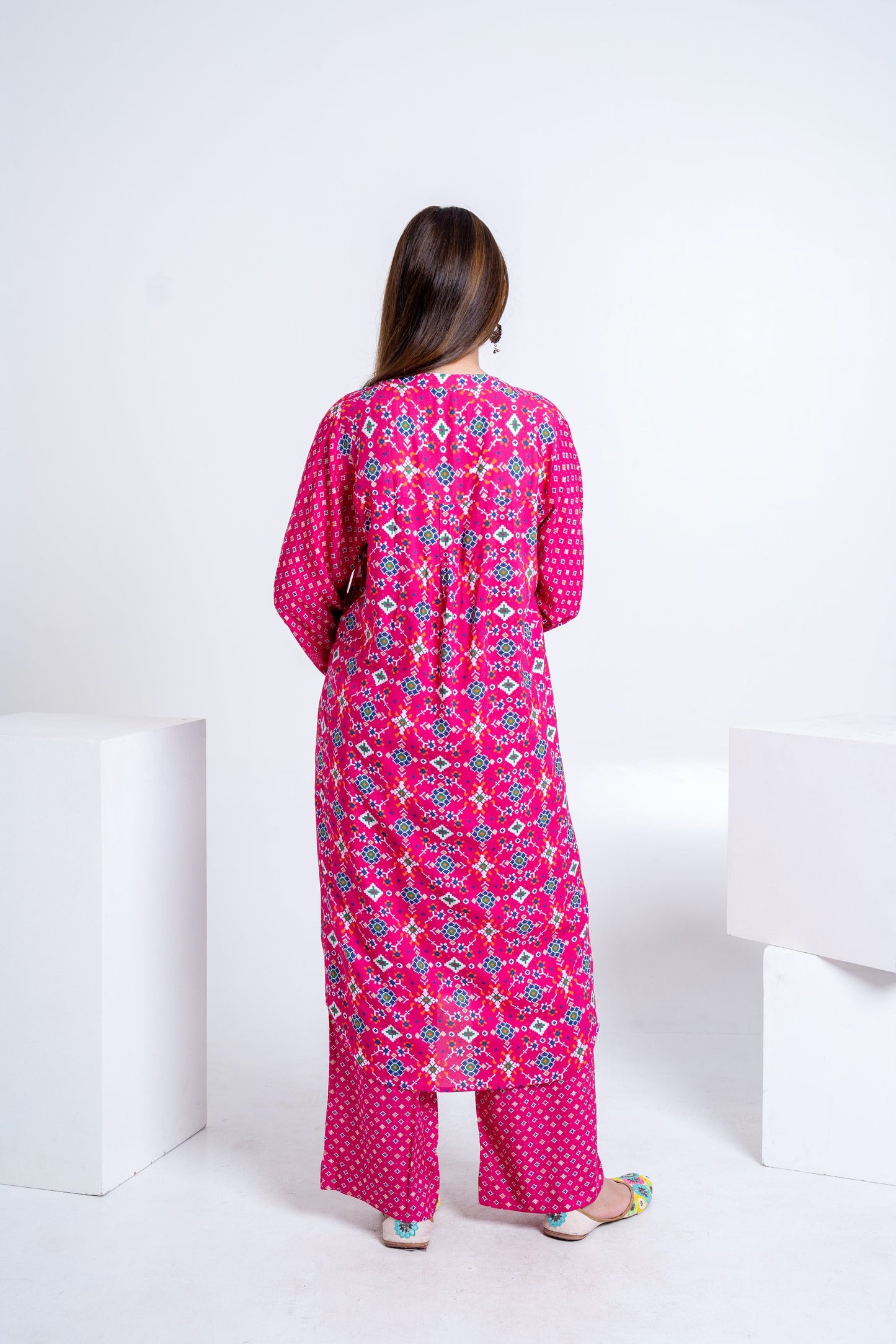 Pink Patola Kurta Coord Set