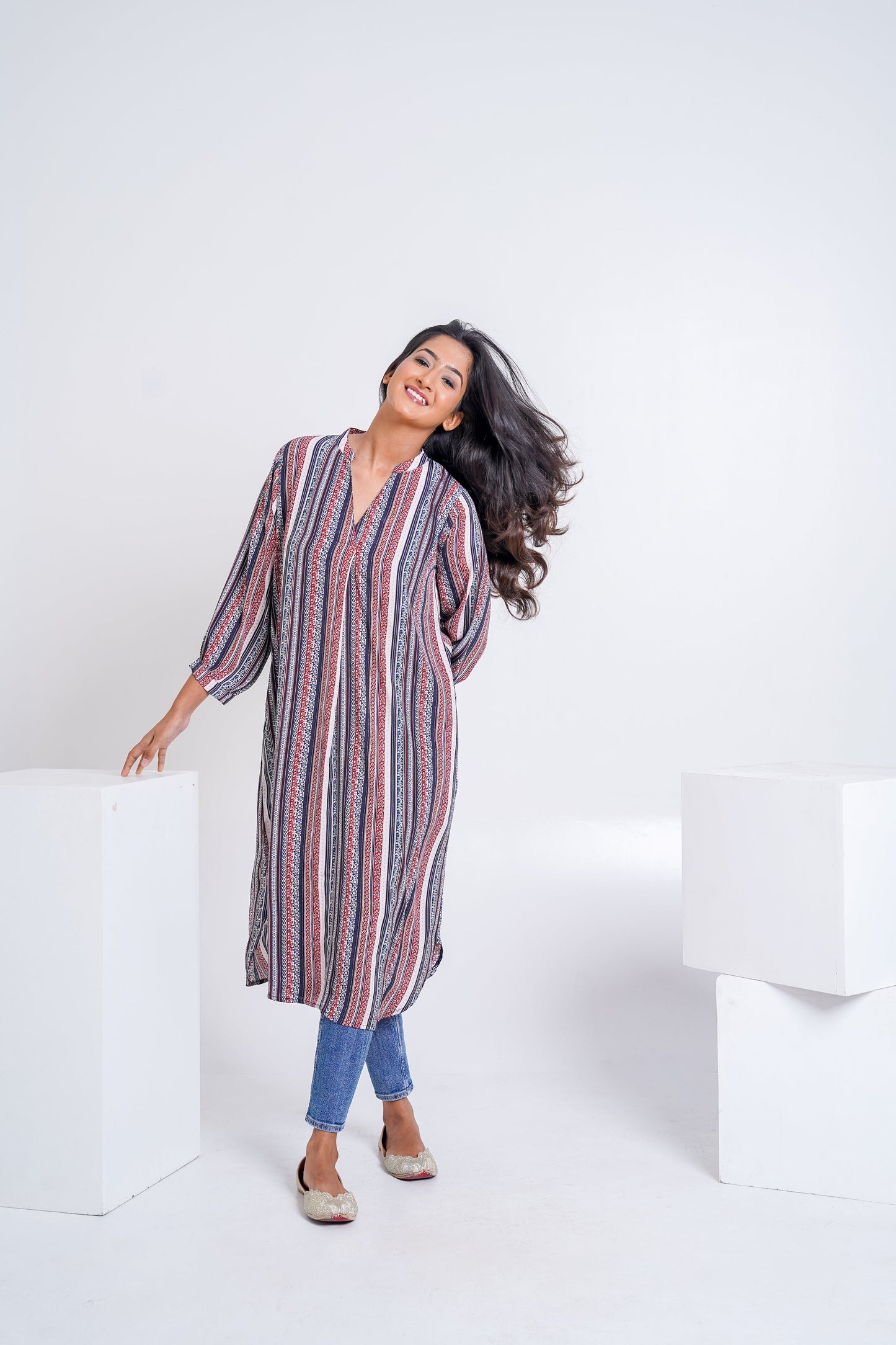 Nautical Blue Long Tunic Dress