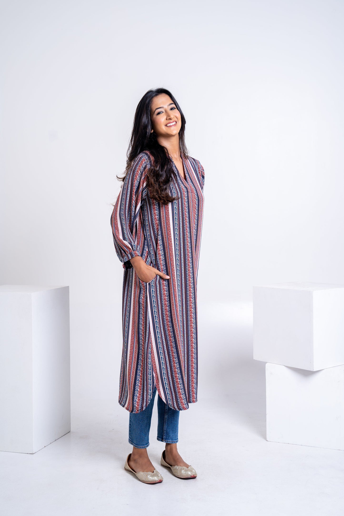 Nautical Blue Long Tunic Dress