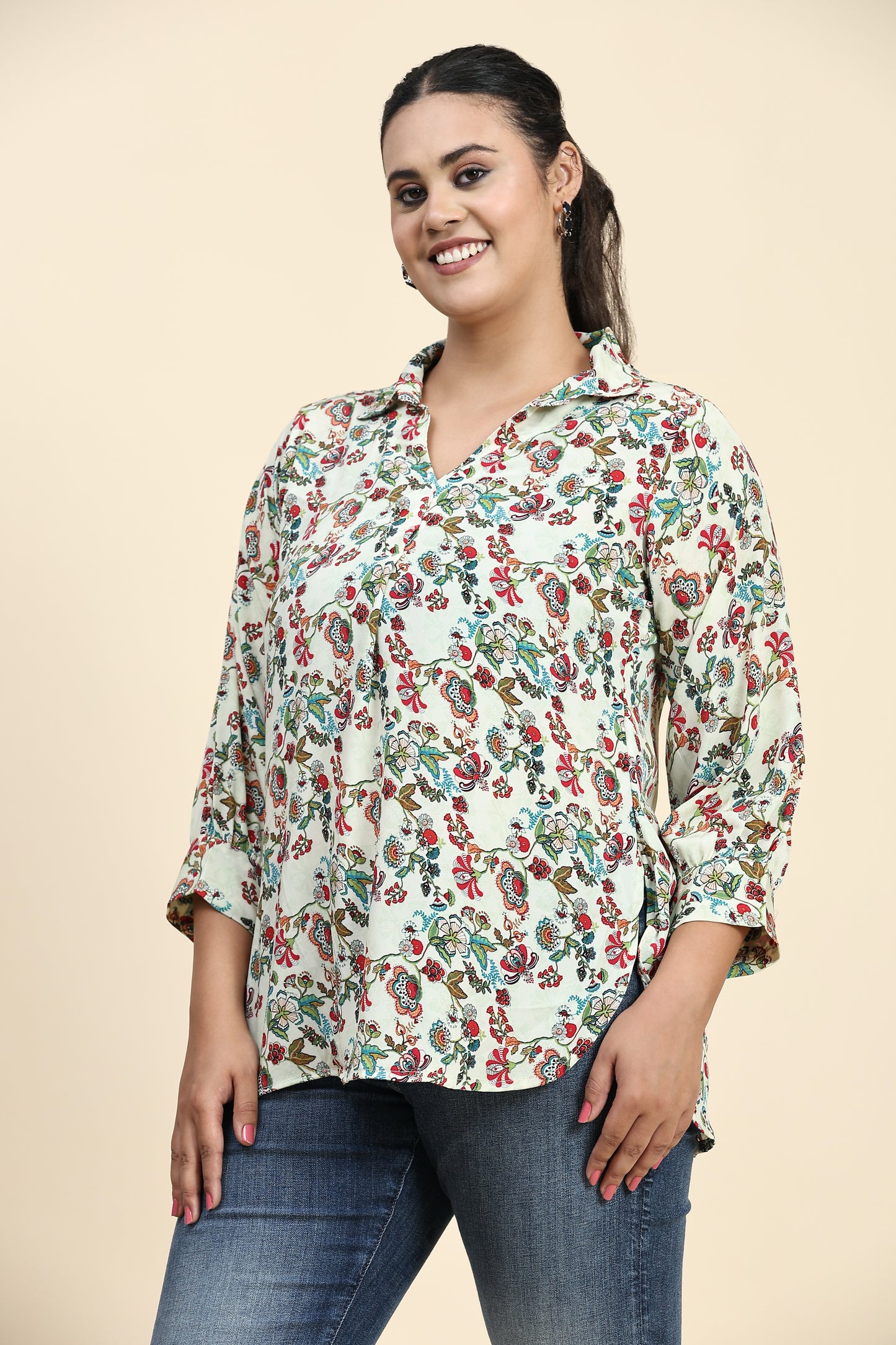 Cream Chintz Top
