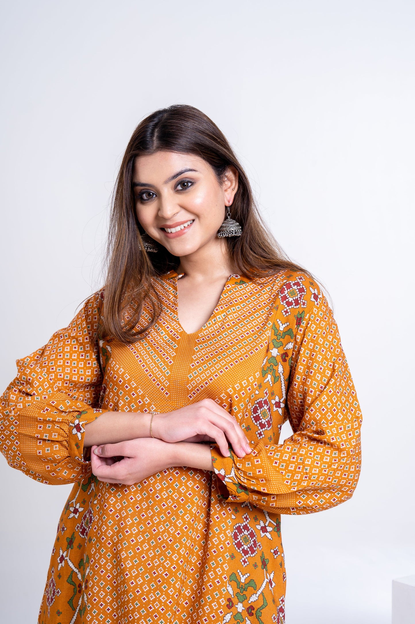 Mustard Patola Kurta Coord Set