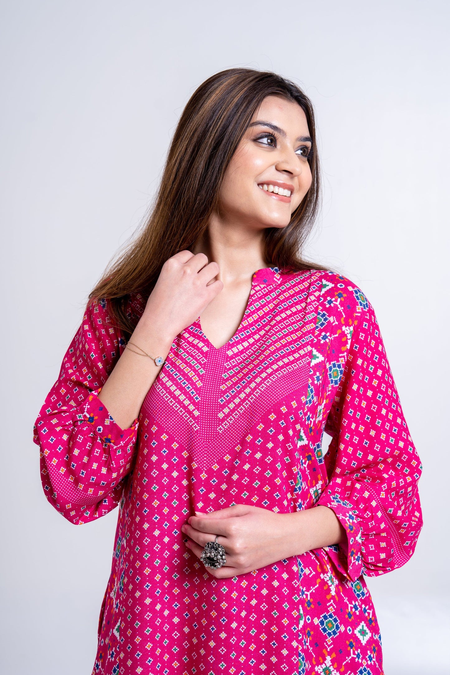 Pink Patola Kurta Coord Set