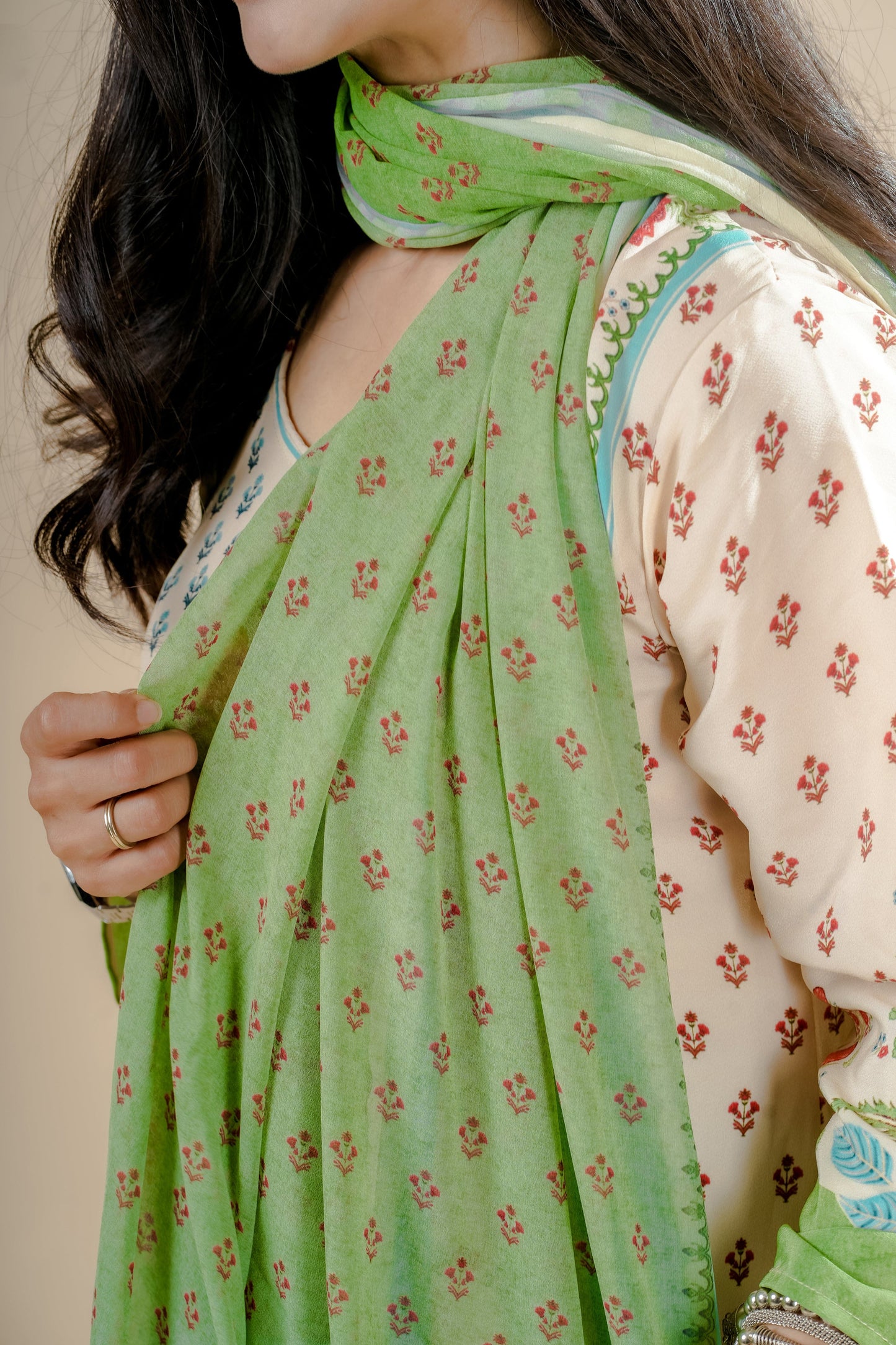 Mint Green & Cream Suit Set