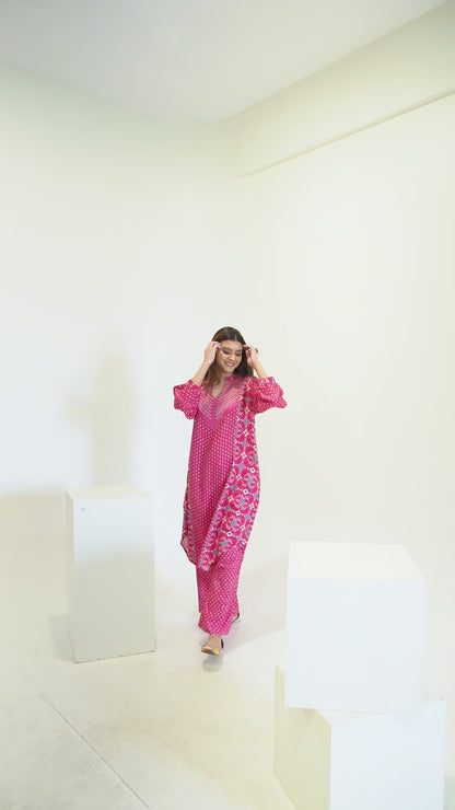 Pink Patola Kurta Coord Set