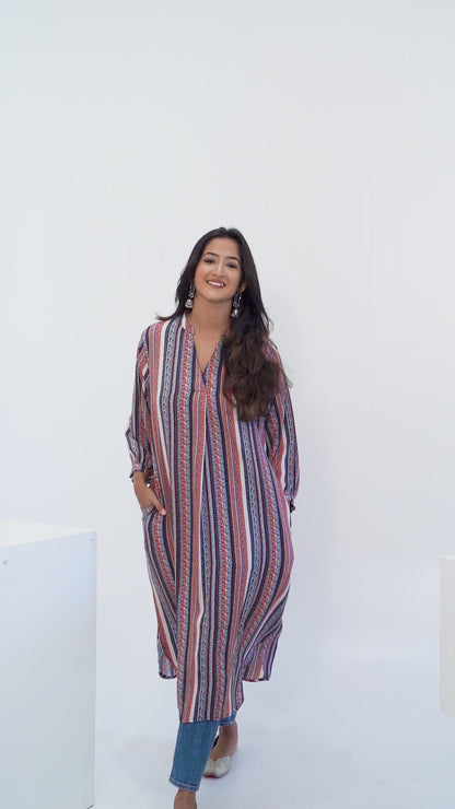 Nautical Blue Long Tunic Dress