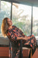 Black Chintz Flower Suit