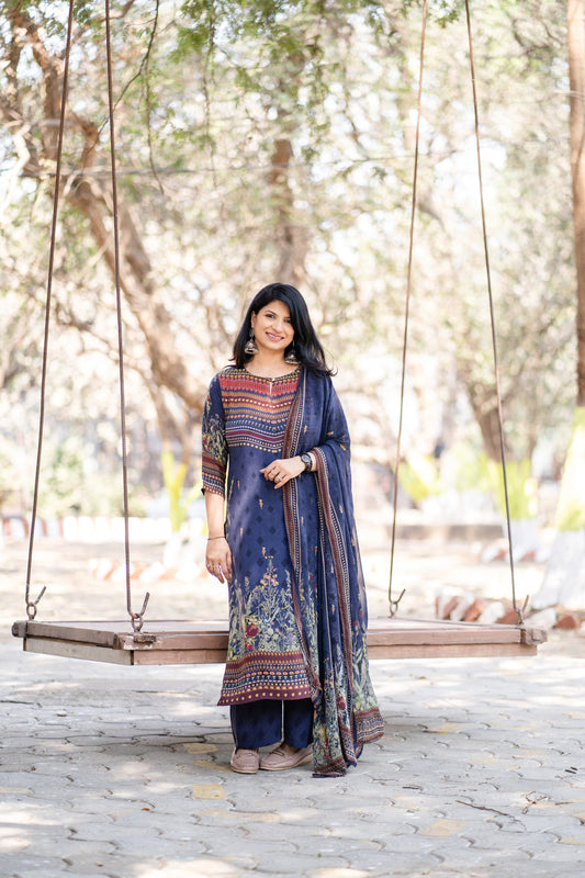 Blue Retro Flowers SuitSet