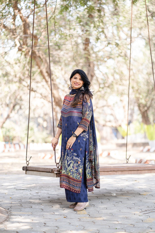 Blue Retro Flowers SuitSet