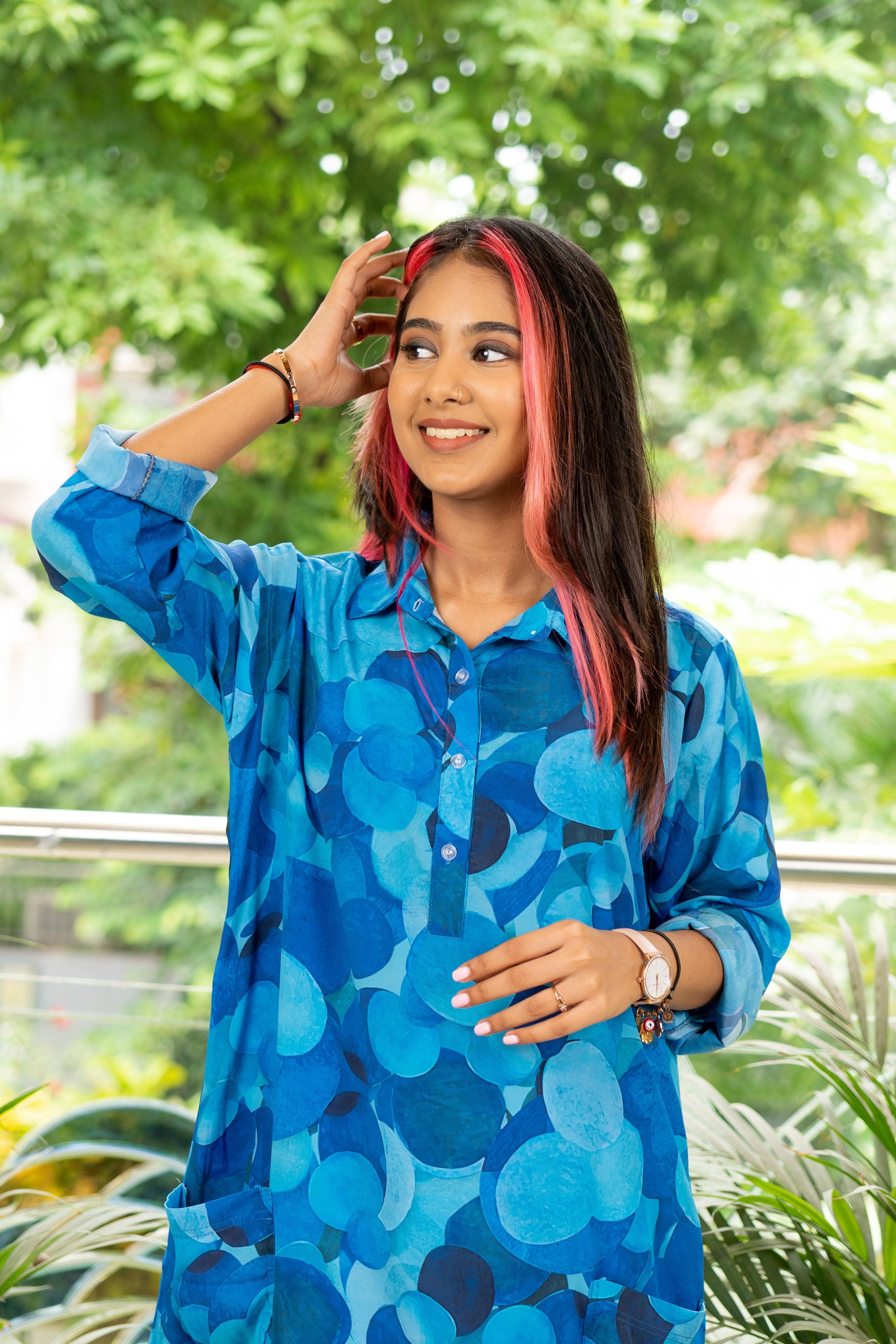 Aqua Camoflage Tunic - Jeeaayanu Fashion