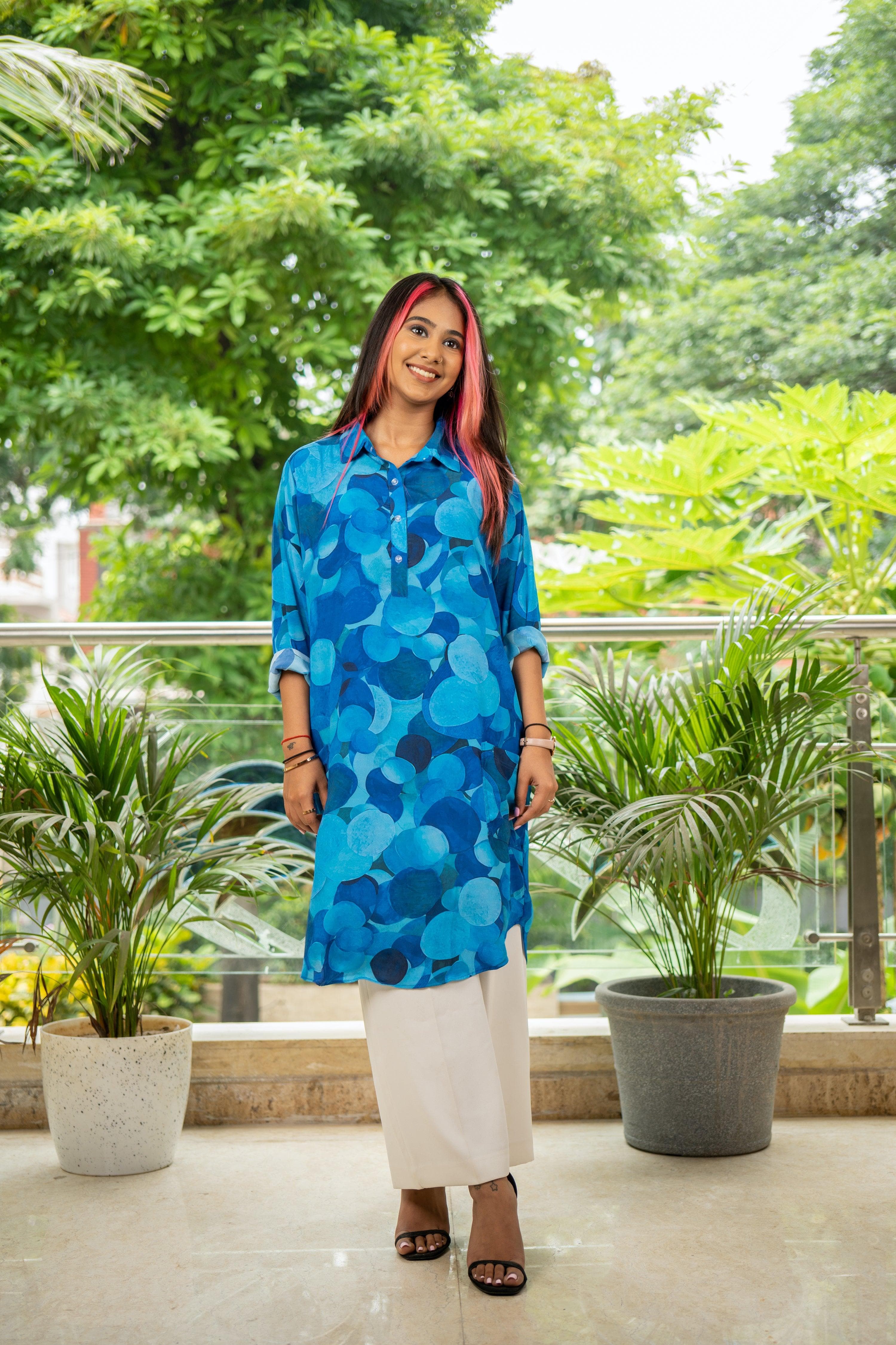 Aqua Camoflage Tunic - Jeeaayanu Fashion