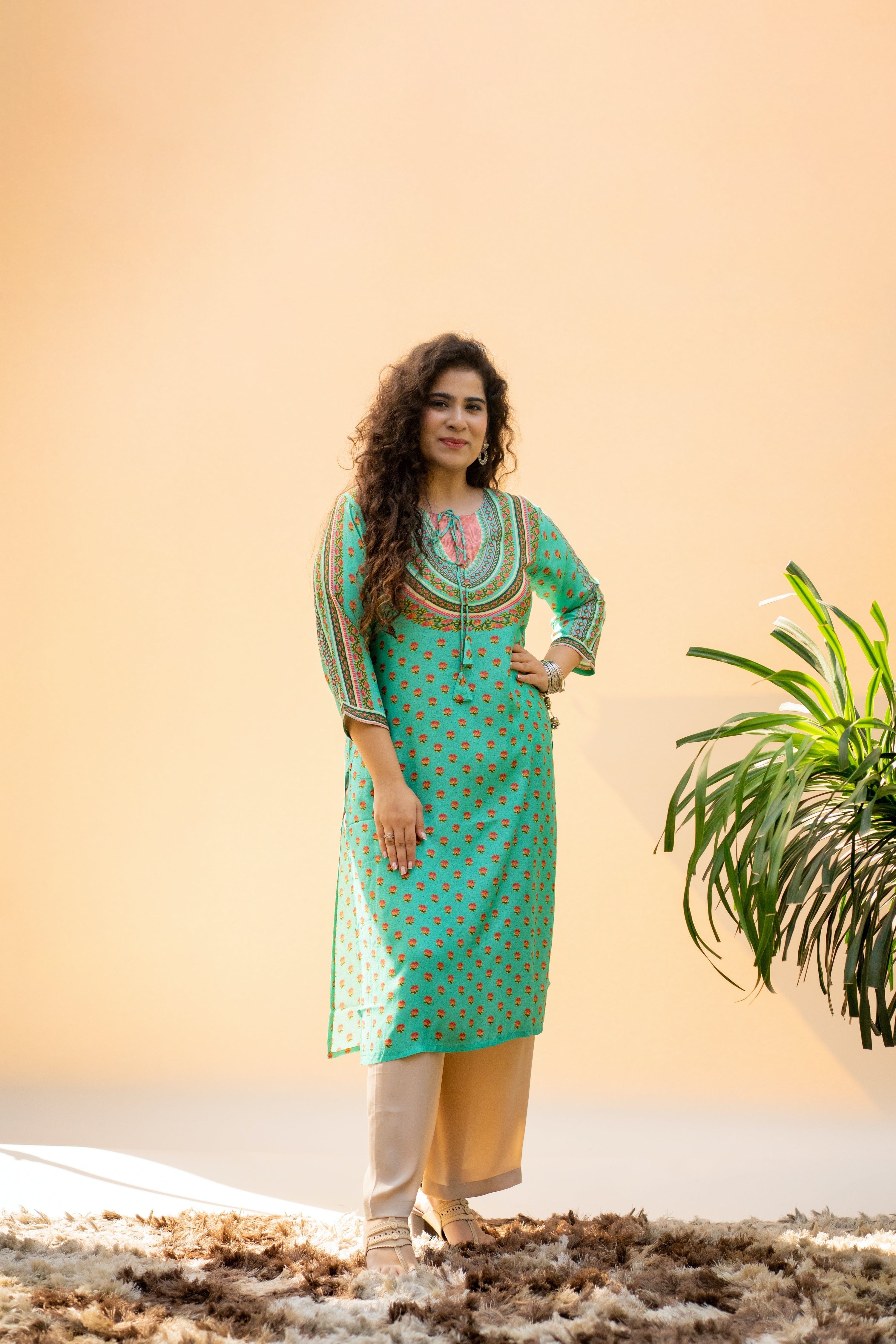 Aquamarine Pink Kurta - Jeeaayanu Fashion