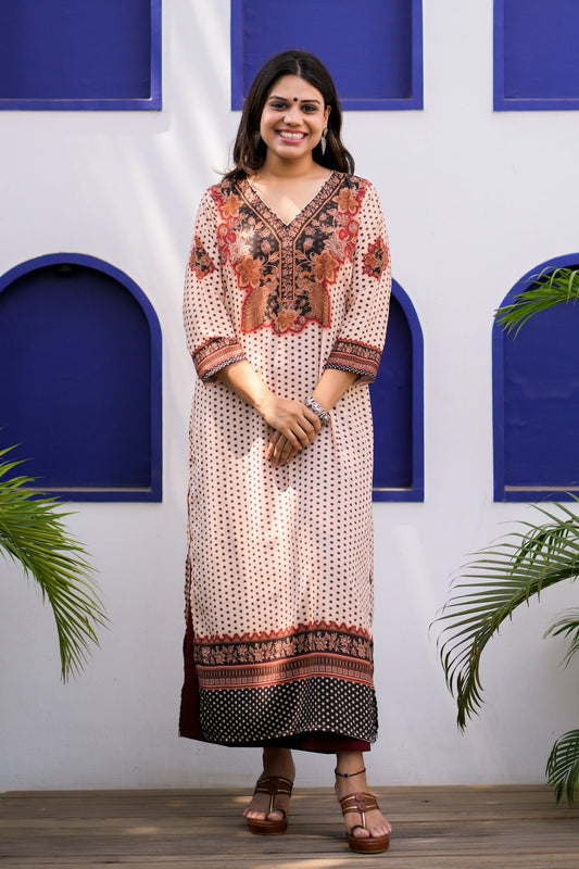 Bisque Black Kurta - Jeeaayanu Fashion