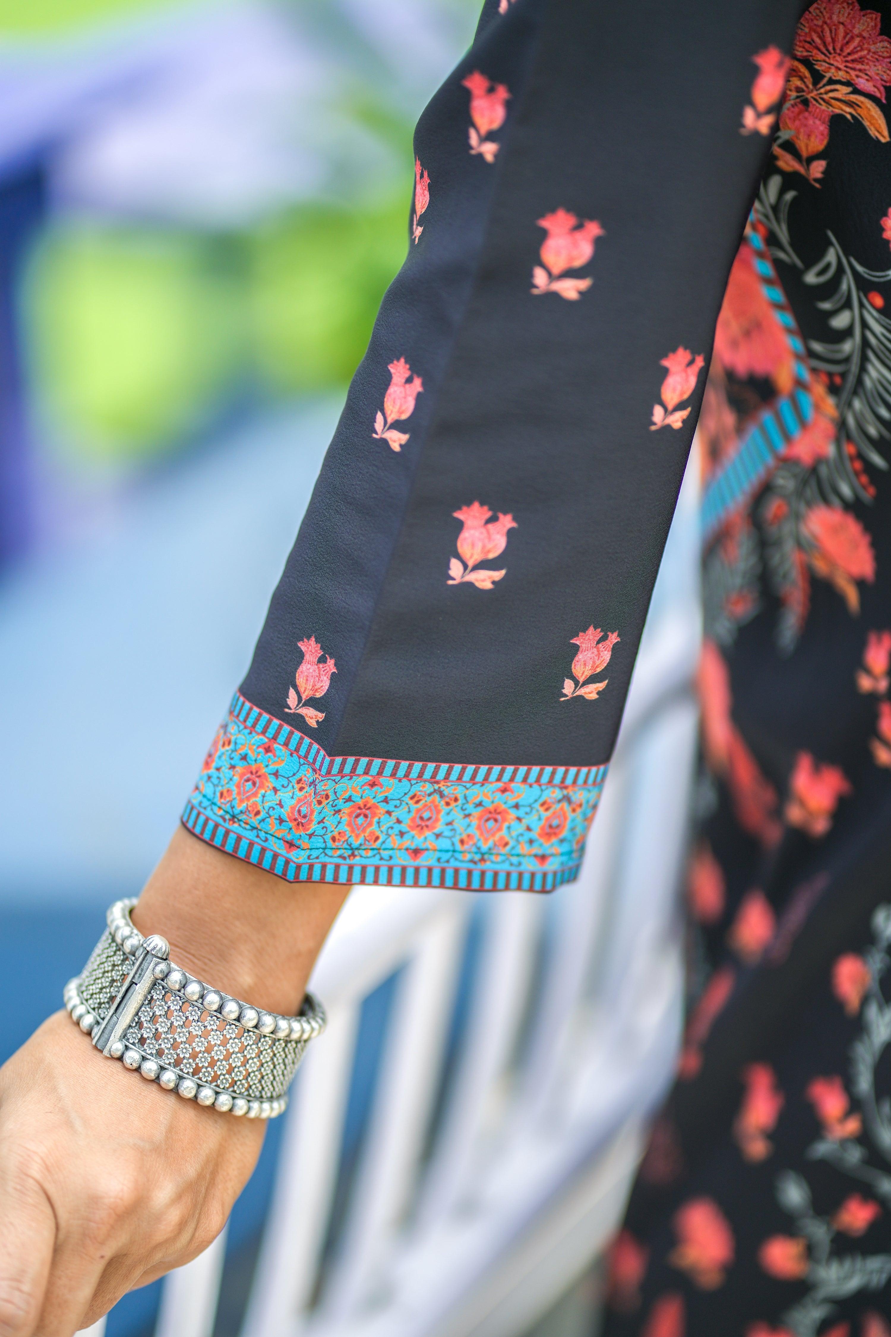 Black & Marigold Full Suit - Jeeaayanu Fashion