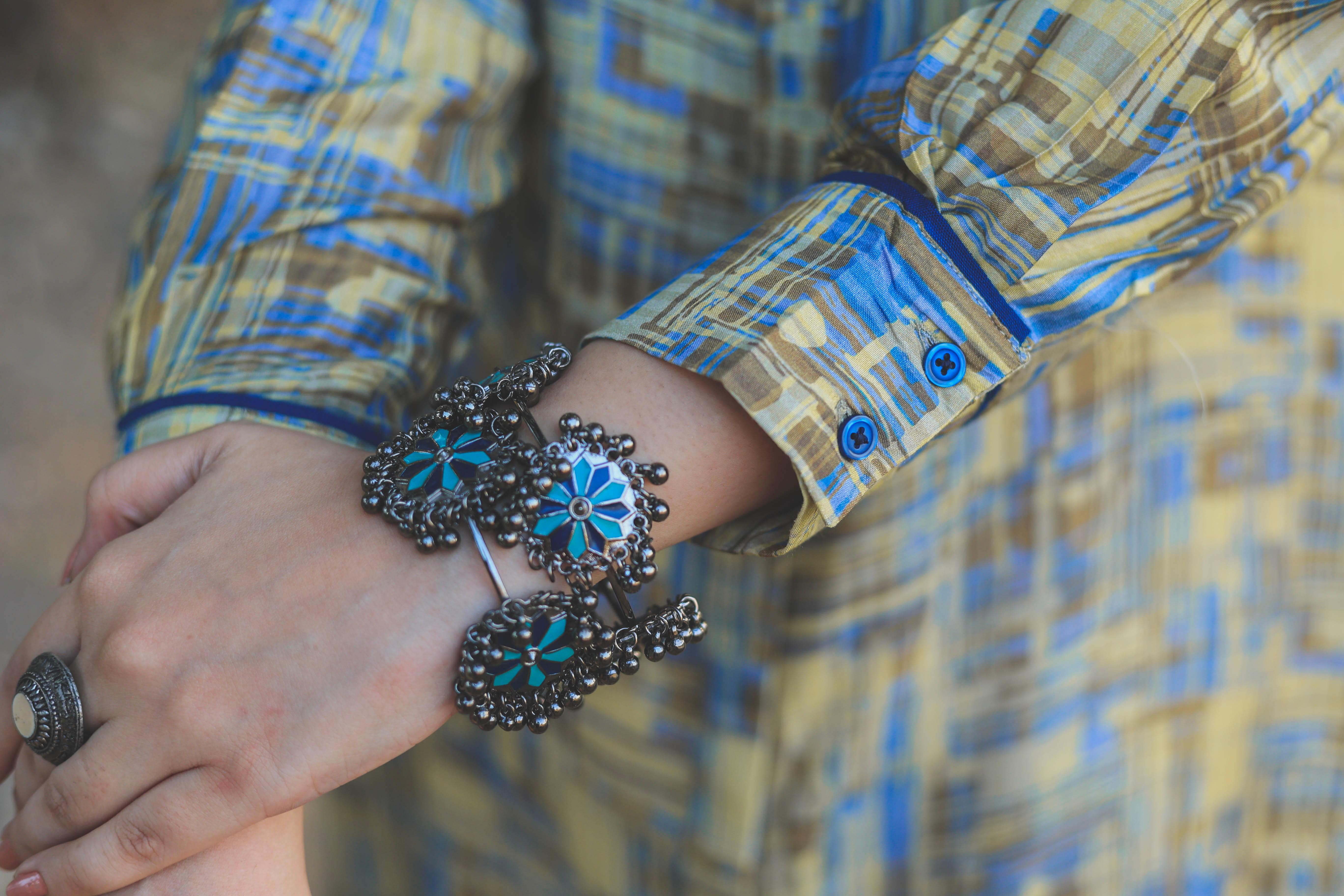 Blue and pista color abstract digital print smart tunic dress - Jeeaayanu Fashion