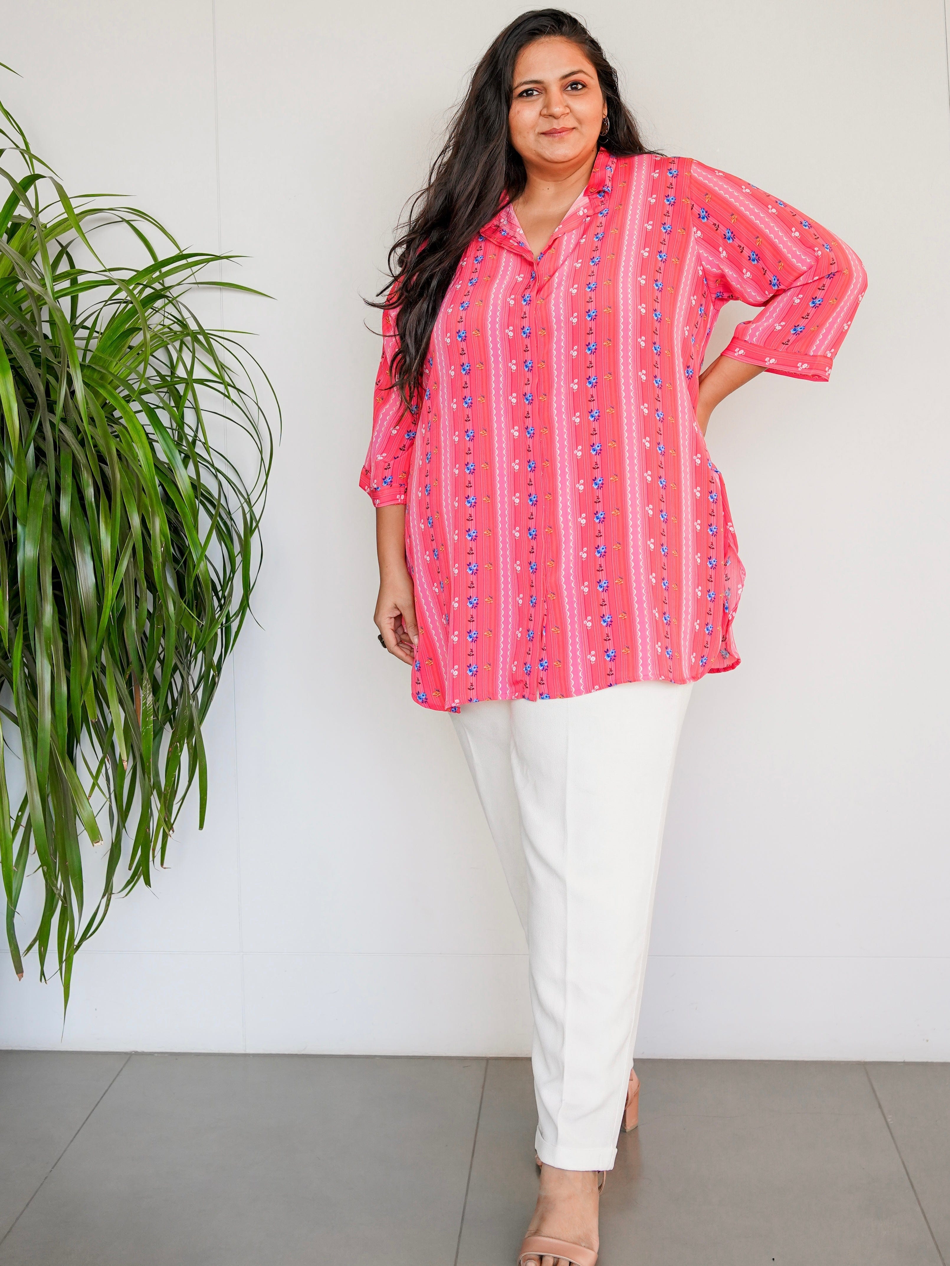 Blushing Rose Shirt Tunic - Jeeaayanu Fashion