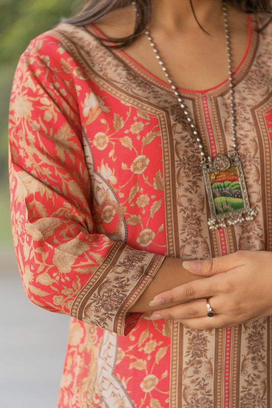 Coral Pink Kurta - Jeeaayanu Fashion