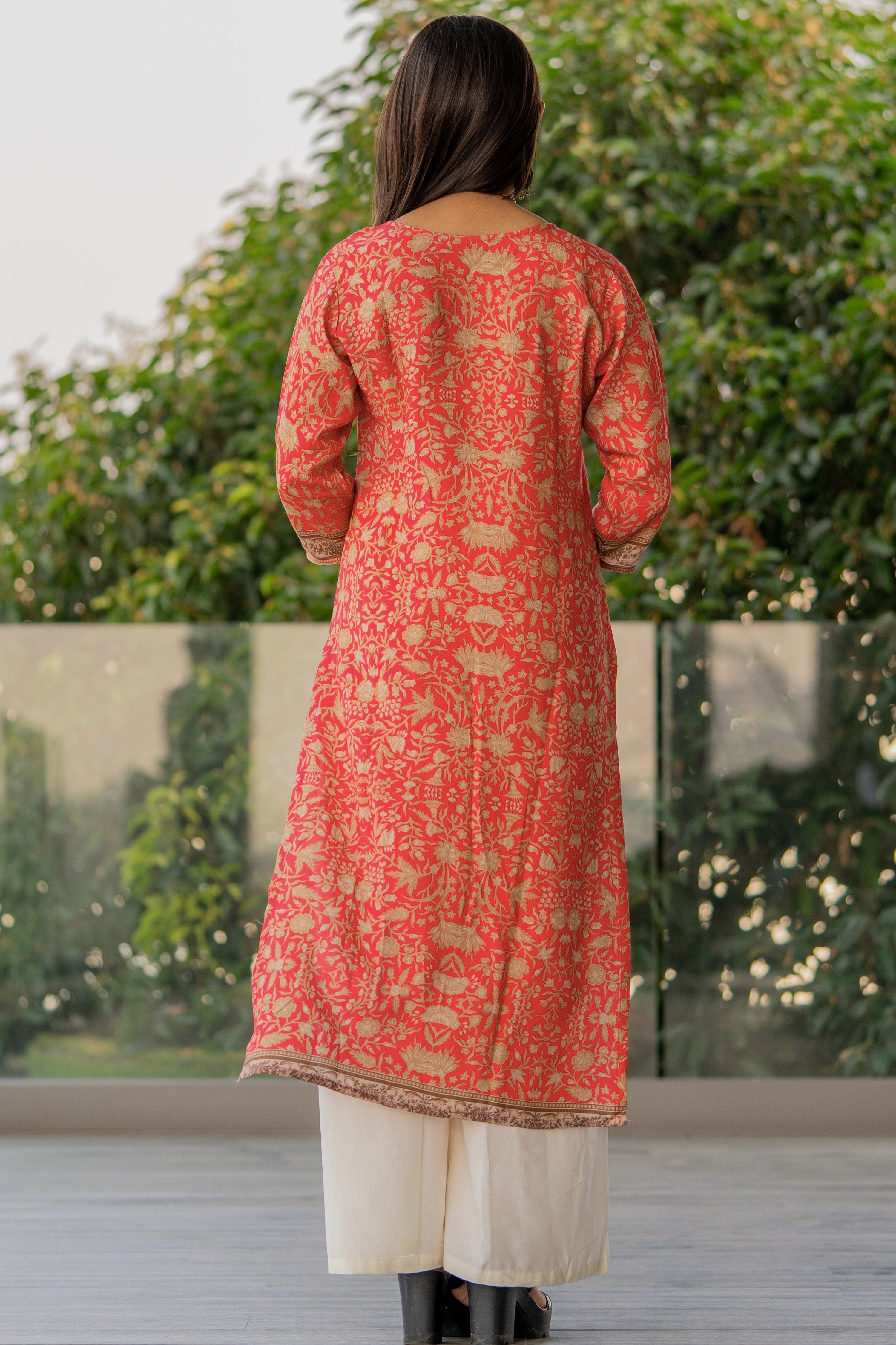 Coral Pink Kurta - Jeeaayanu Fashion