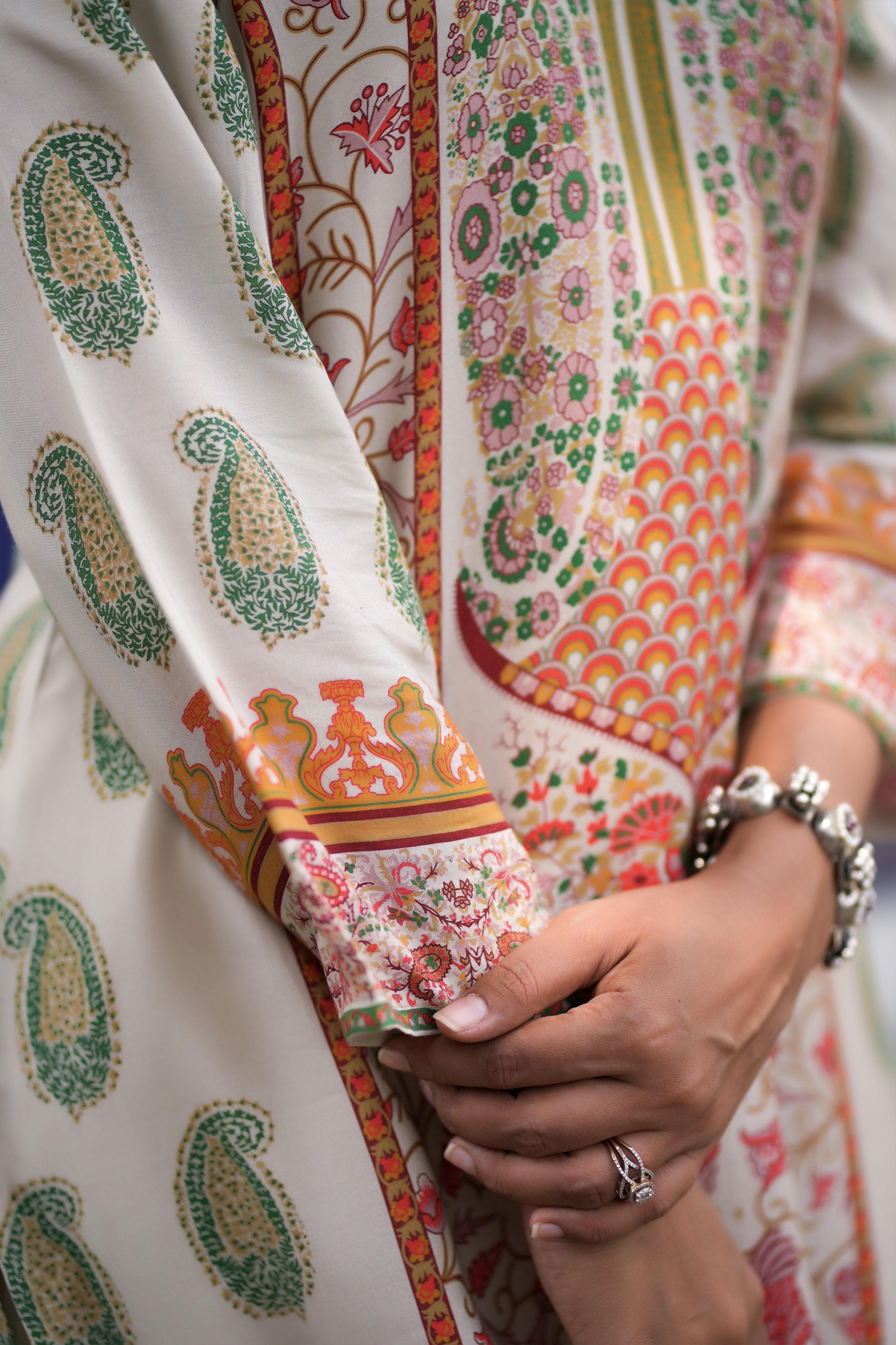 Cream Moss Kurta - Jeeaayanu Fashion