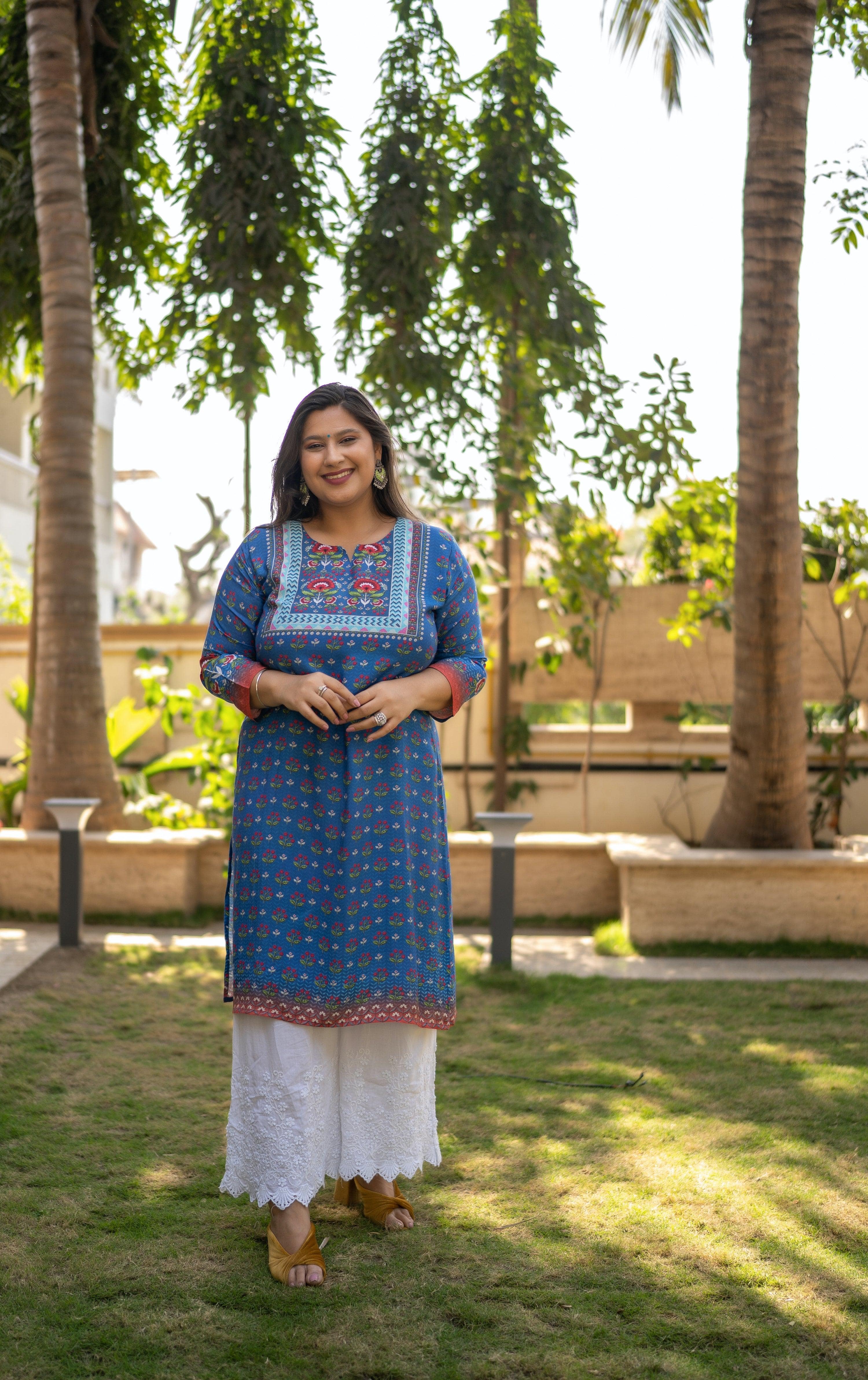 Denim Blue Kurta - Jeeaayanu Fashion