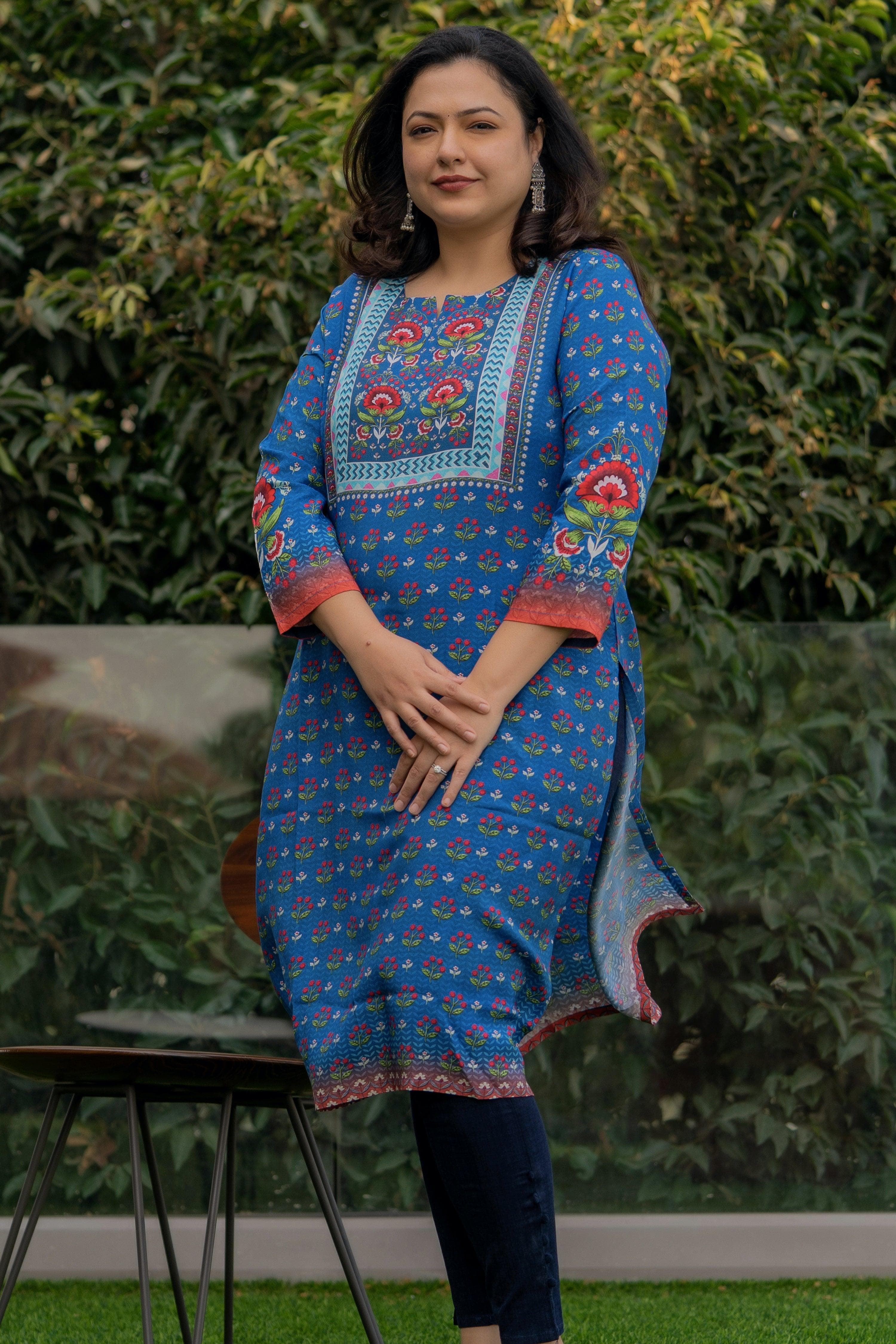 Denim Blue Kurta - Jeeaayanu Fashion