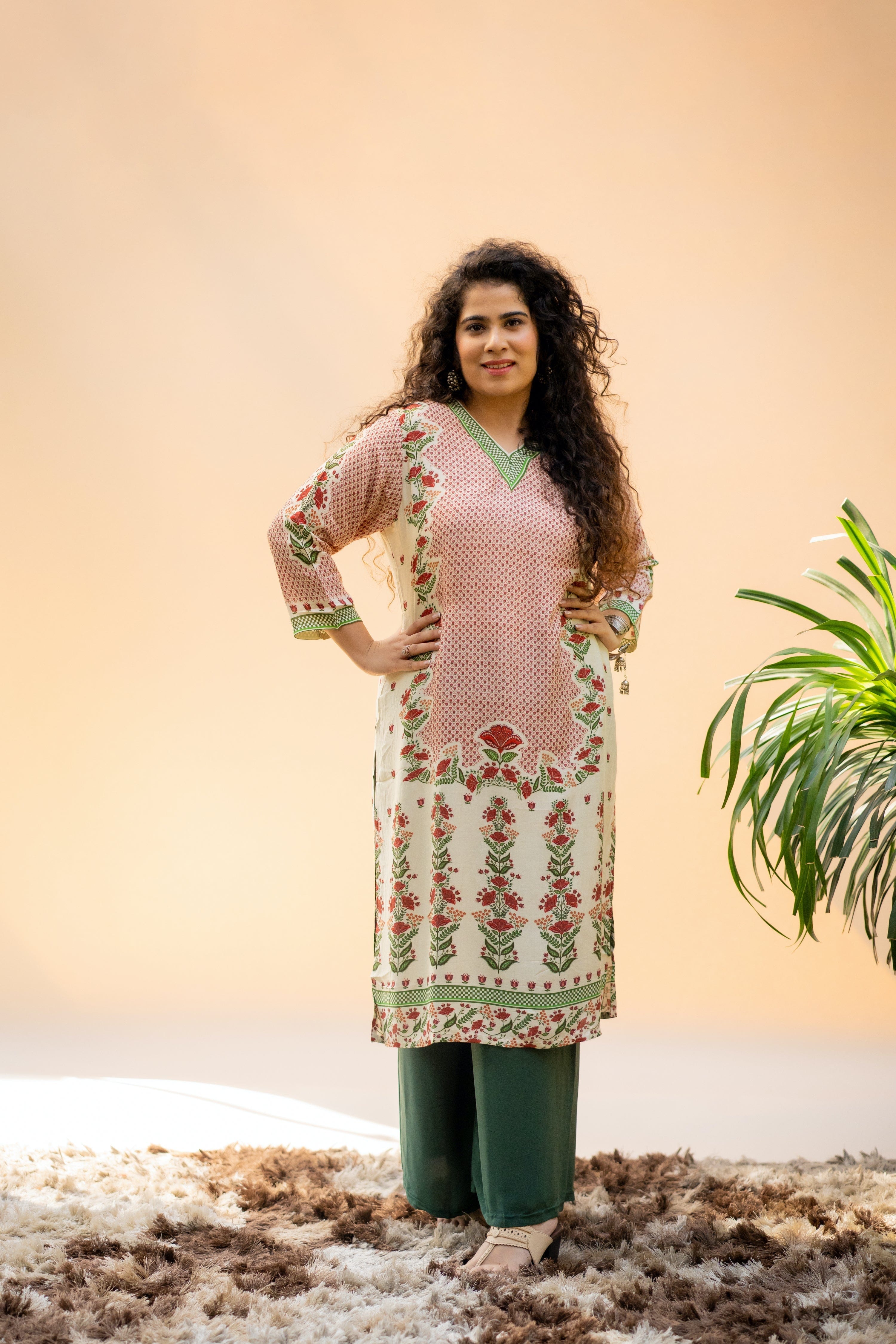 Fern and Flower Kurta - Jeeaayanu Fashion