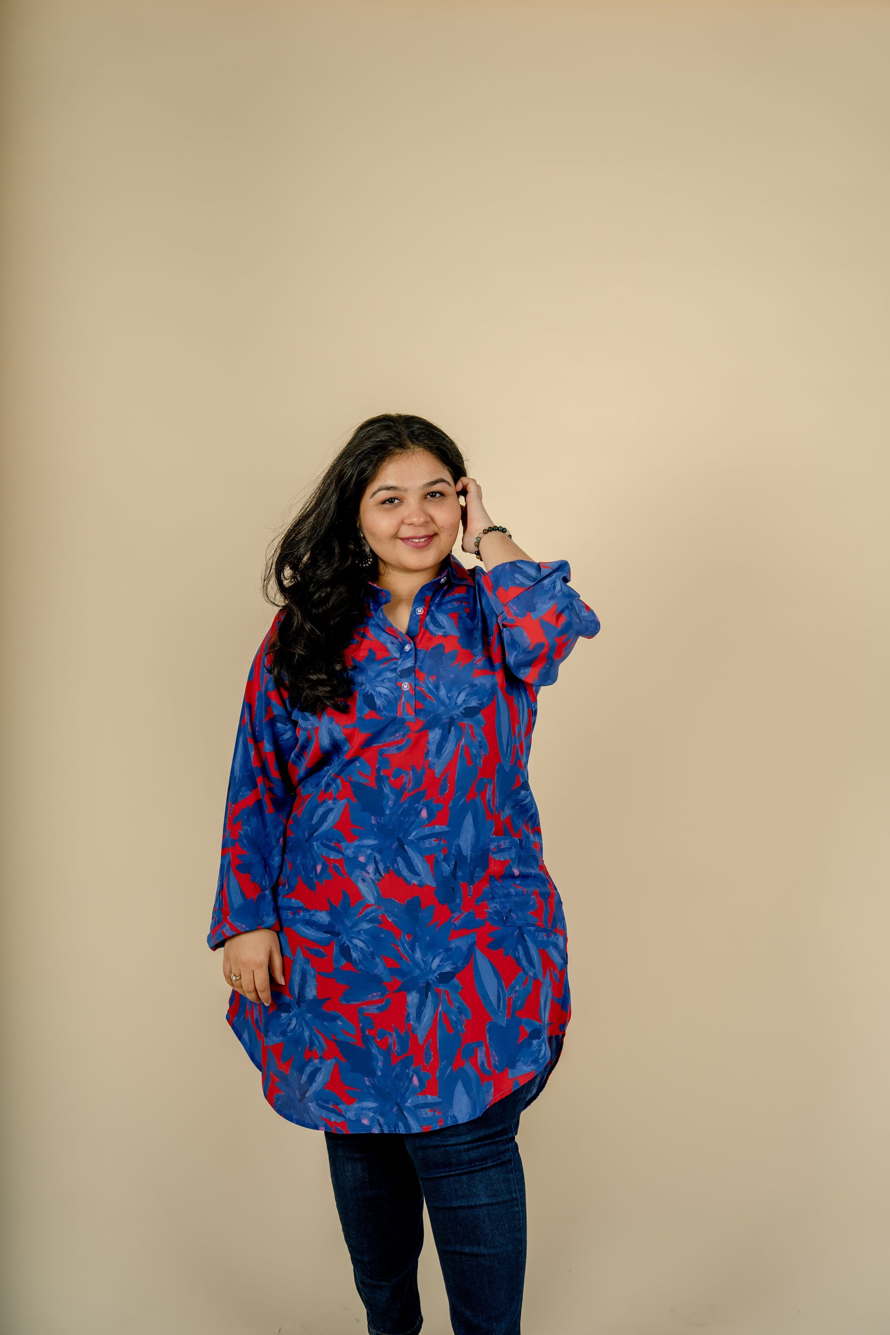 Floral Blue Tunic - Jeeaayanu Fashion