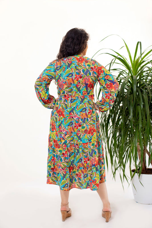 Floral Fusion Layered Dress - Jeeaayanu Fashion