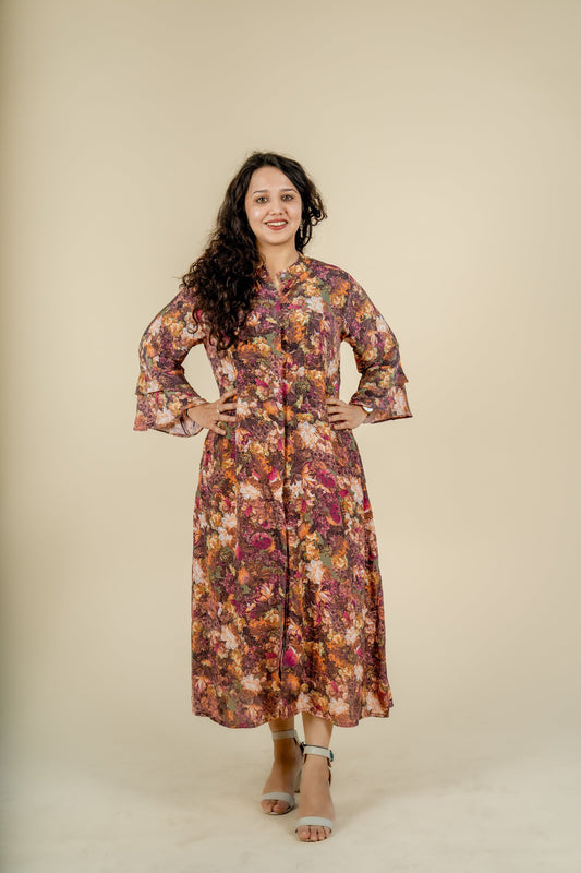 Flowral Long Tunic Dress - Jeeaayanu Fashion