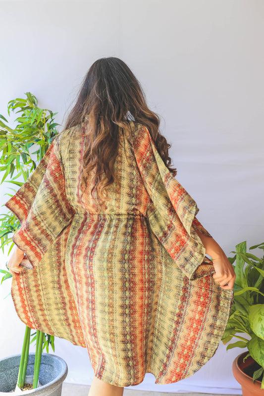 Green Digital Printed Kaftan - Jeeaayanu Fashion