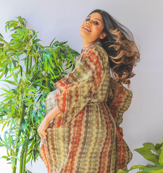 Green Digital Printed Kaftan - Jeeaayanu Fashion