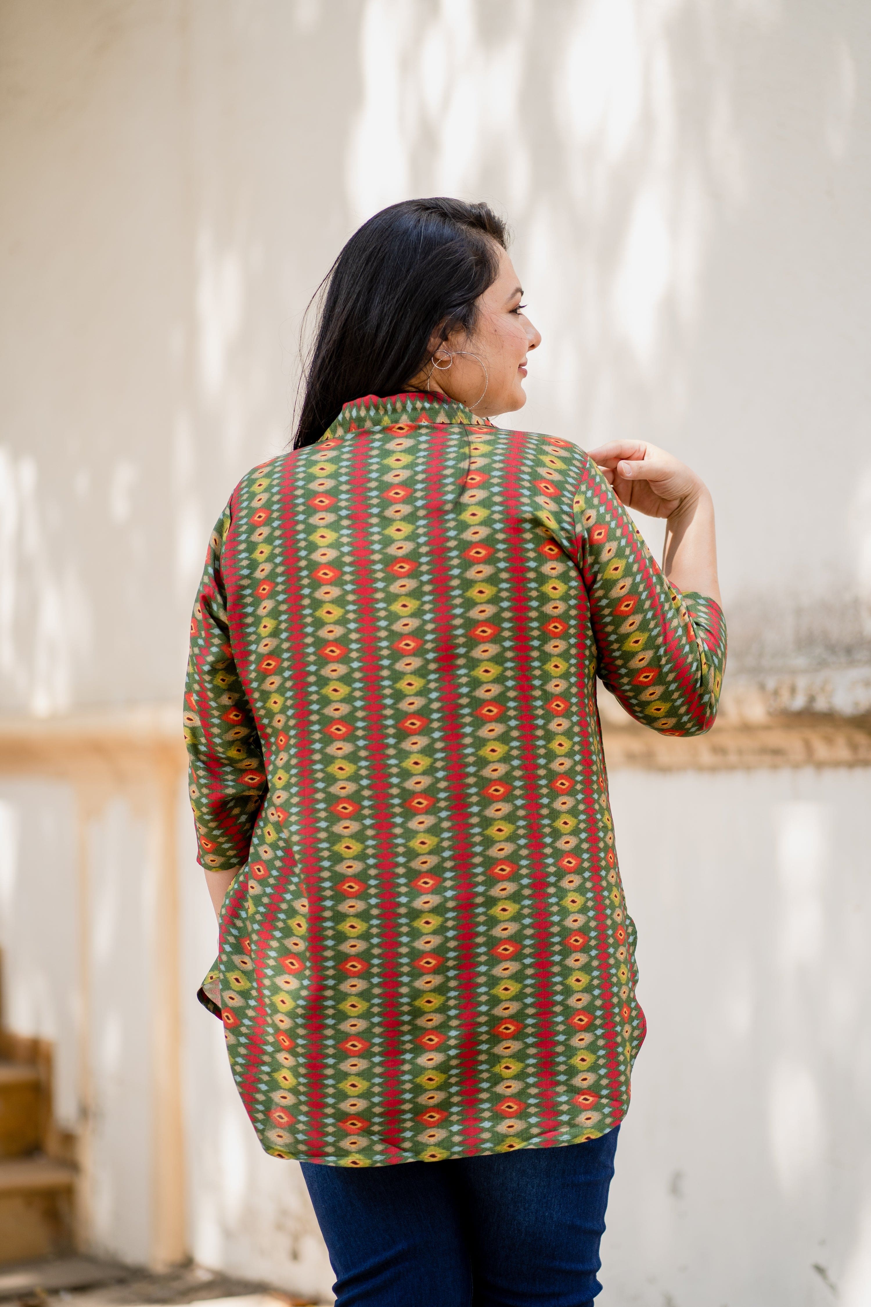 Green Ikkat Tunic - Jeeaayanu Fashion