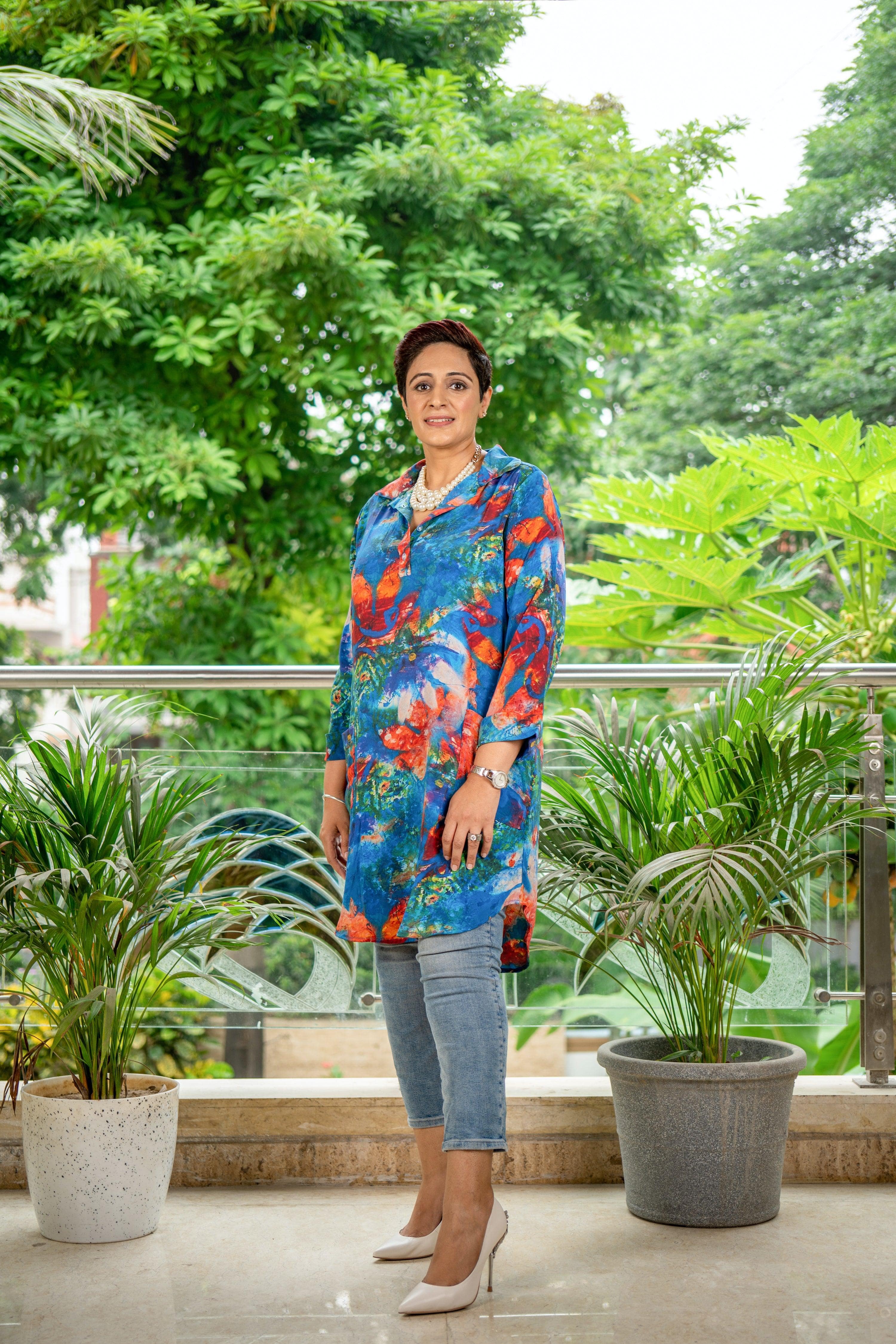 Hawaiian Blue Tunic - Jeeaayanu Fashion