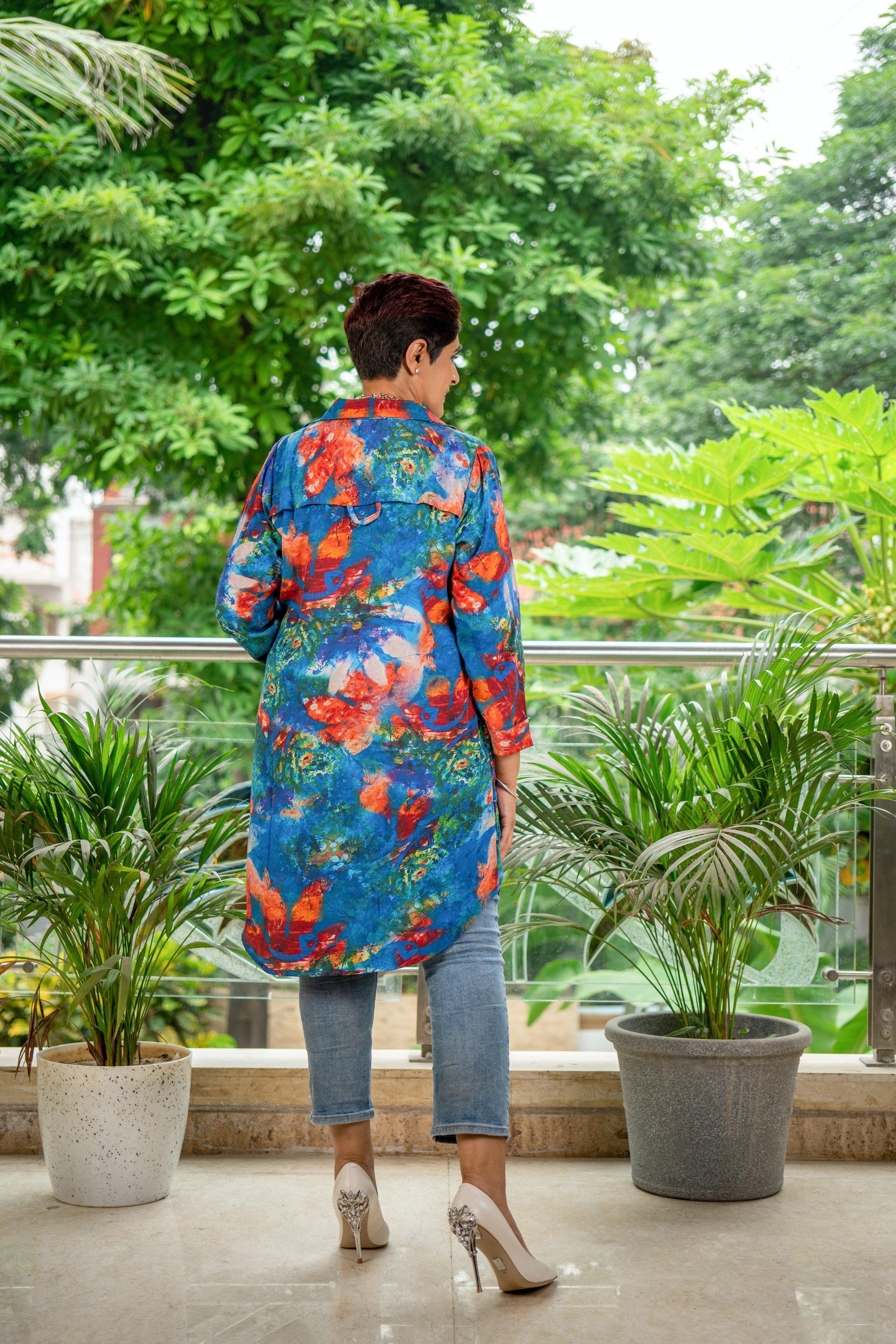 Hawaiian Blue Tunic - Jeeaayanu Fashion