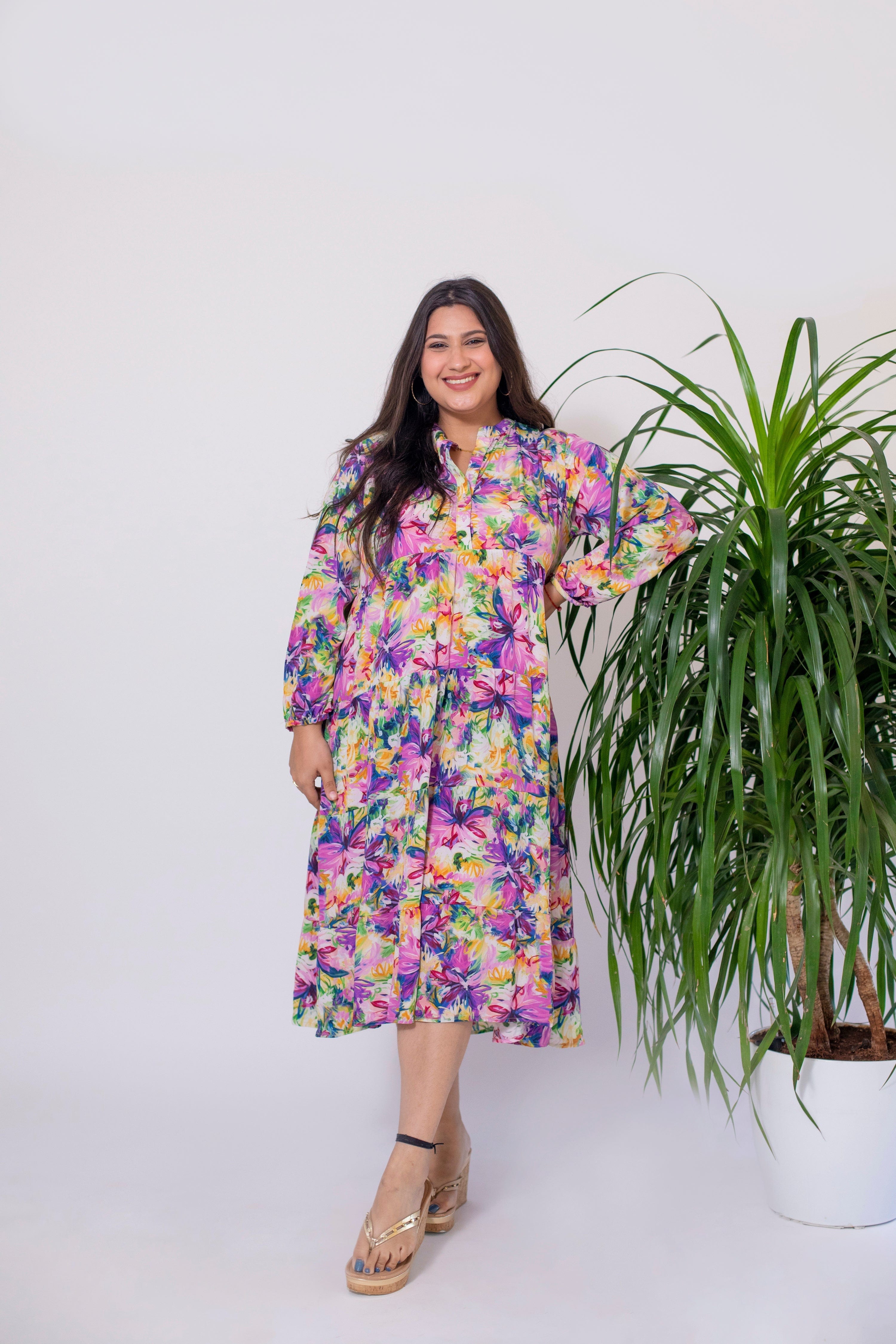 Lilac Layered Dress - Jeeaayanu Fashion