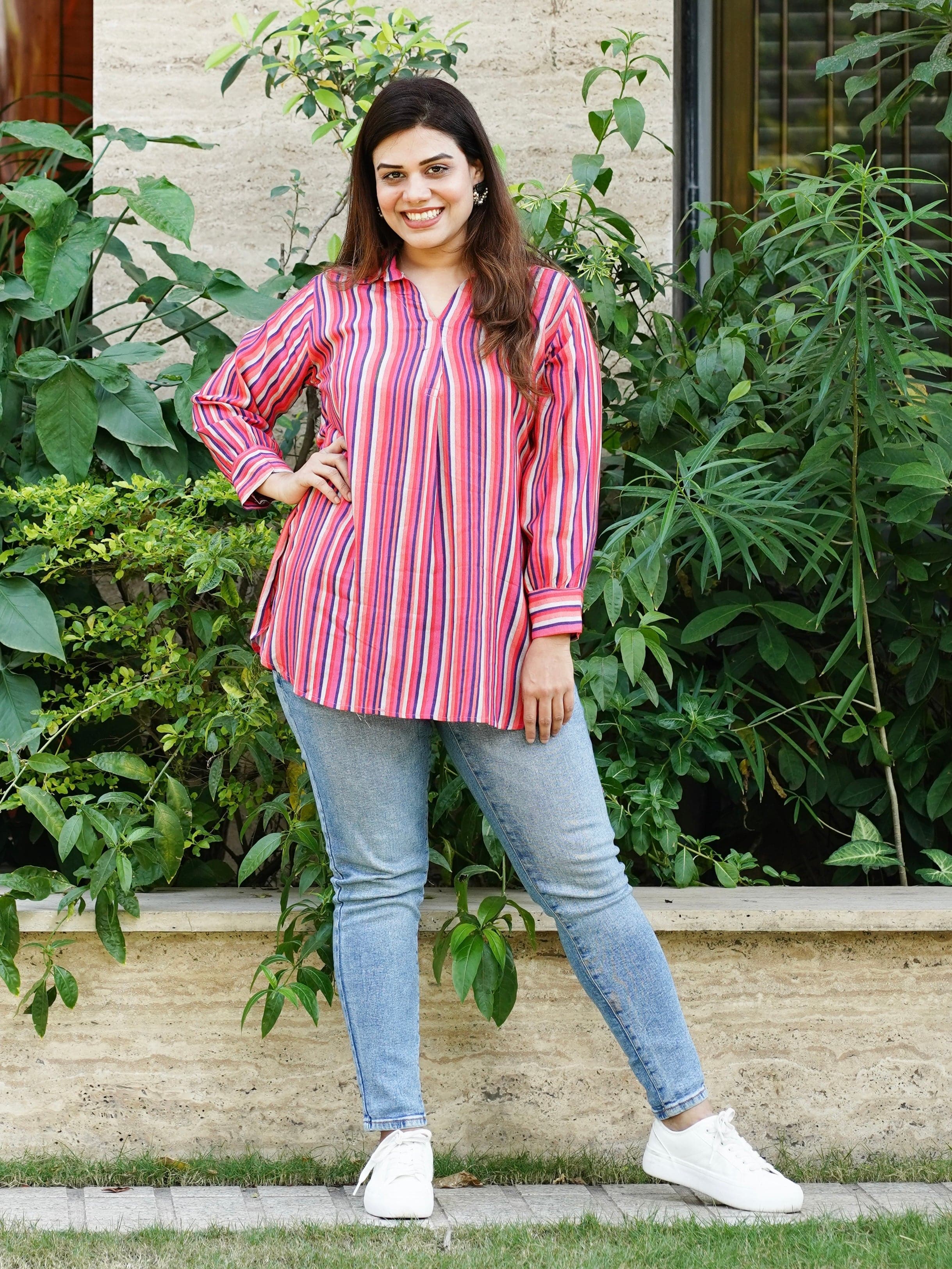 Pink Vertical Top - Jeeaayanu Fashion