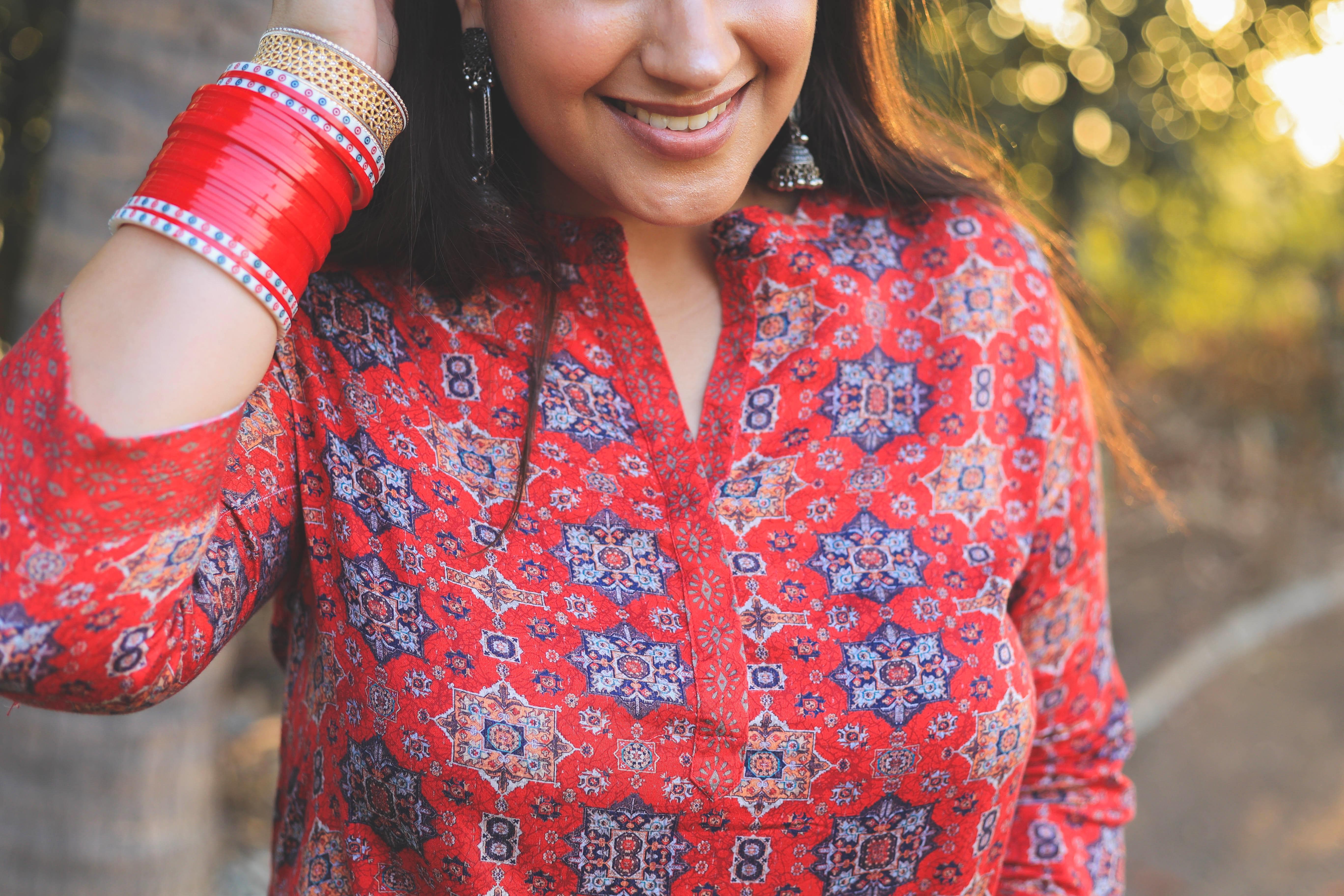 Red Bohemian Digital Printed Short Kurta cum Tunic - Jeeaayanu Fashion