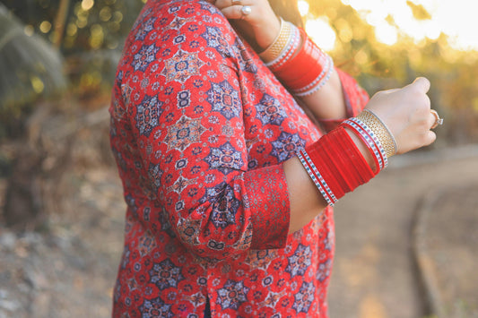 Red Bohemian Digital Printed Short Kurta cum Tunic - Jeeaayanu Fashion