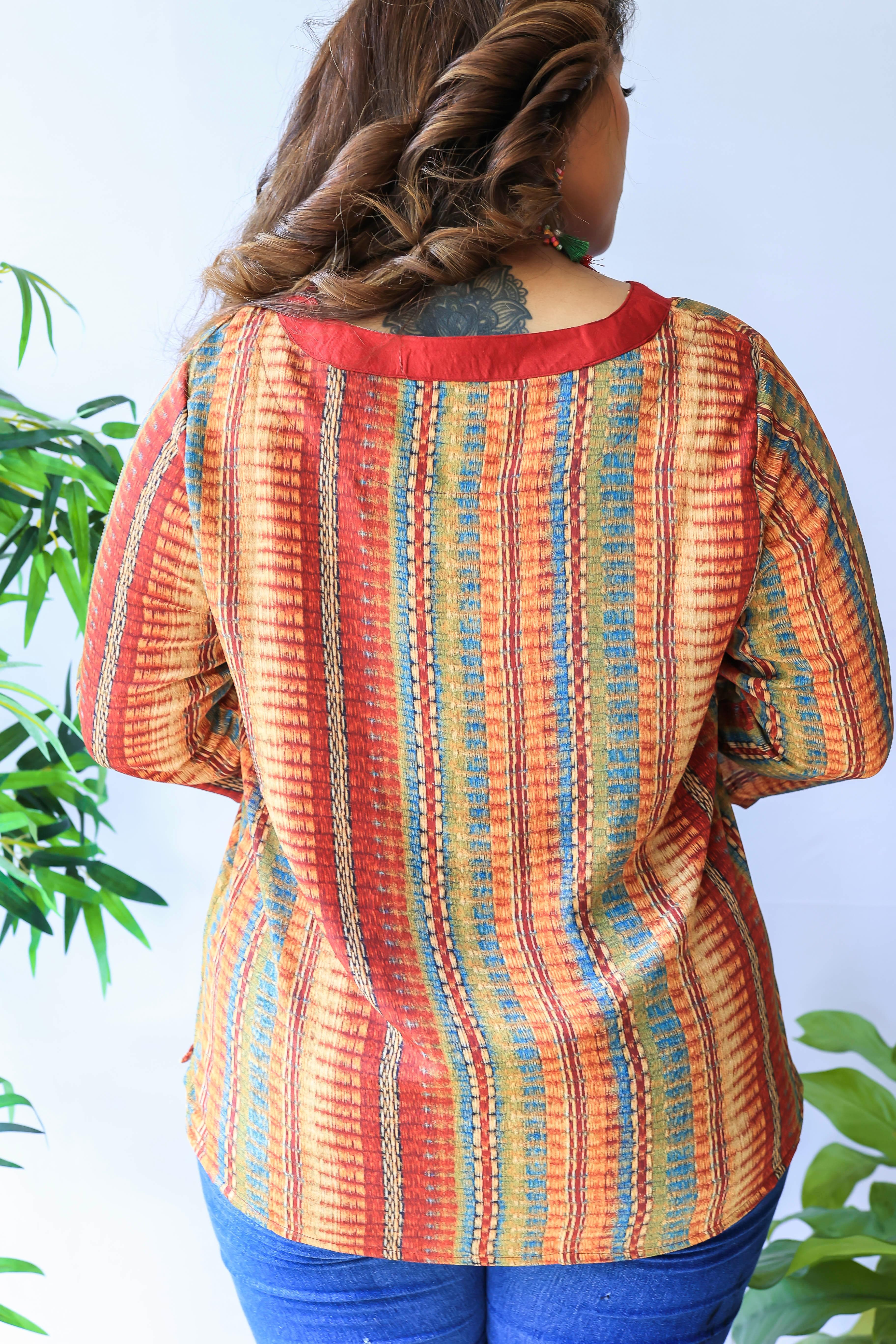 Red Causal V Neck Top - Jeeaayanu Fashion