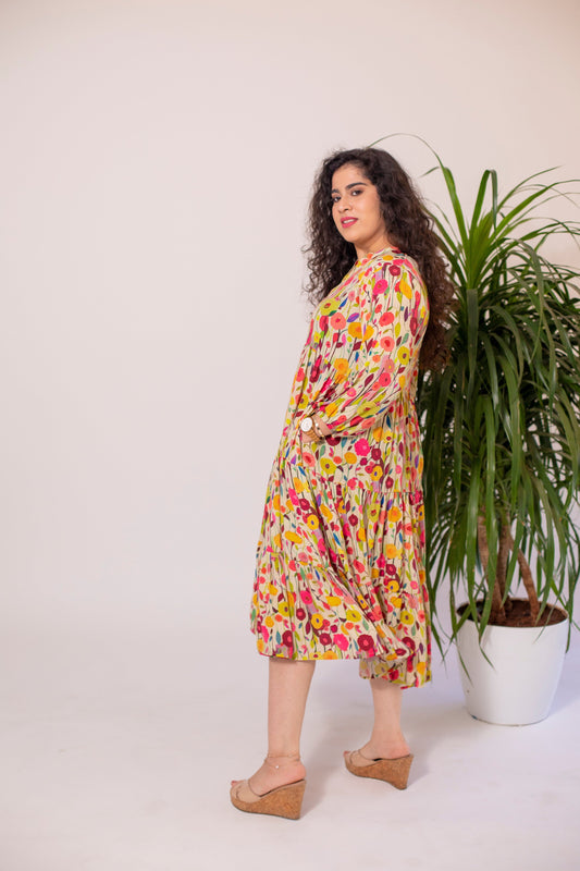 Sand Dune Daisy Layered Dress - Jeeaayanu Fashion